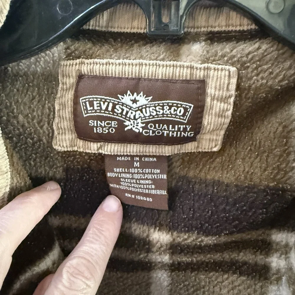 Levi's Men's Corduroy‎ Plaid Sherpa Lined Trucker Jacket M Outdoors See Descr
